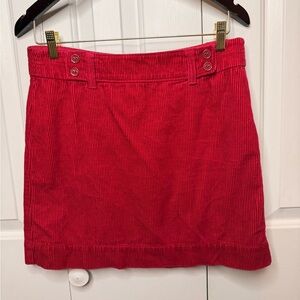 LOFT Red Corduroy Mini Skirt